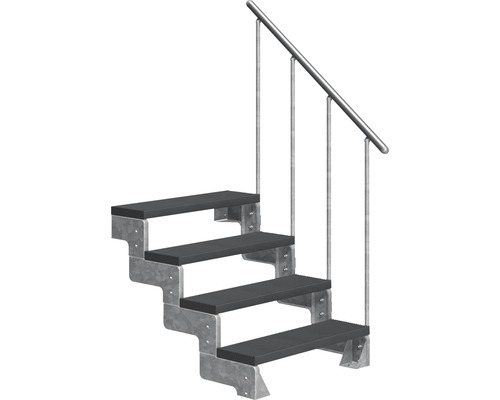 Escalier extérieur Pertura Tallis avec balustrade 4 pas de marche 80 cm anthracite