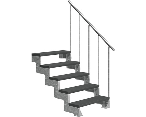 Escalier extérieur Pertura Tallis avec balustrade 5 pas de marche 80 cm anthracite