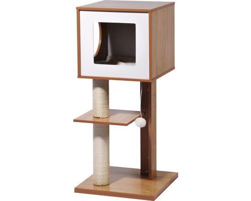 Katzenkratzbaum mit Höhle, Liegefläche und Spielzeug