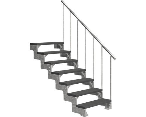 Escalier extérieur Pertura Tallis avec balustrade 7 pas de marche 100 cm anthracite