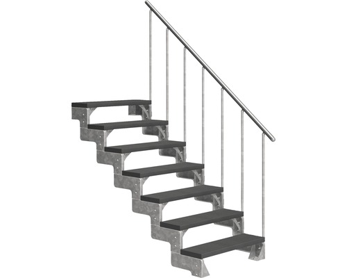 Escalier extérieur Pertura Tallis avec balustrade 7 pas de marche 100 cm anthracite Escalier extérieur Pertura Tallis avec balustrade 7 pas de marche 100 cm anthracite