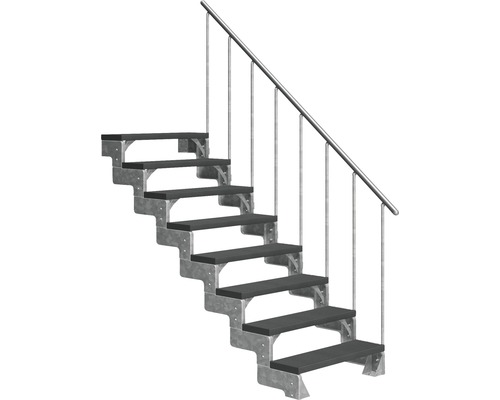 Escalier extérieur Pertura Tallis avec balustrade 8 pas de marche 100 cm anthracite