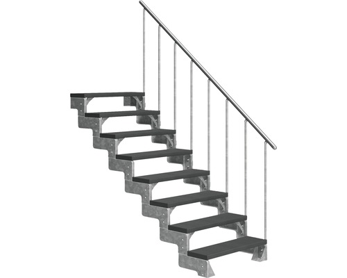 Escalier extérieur Pertura Tallis avec balustrade 8 pas de marche 100 cm anthracite Escalier extérieur Pertura Tallis avec balustrade 8 pas de marche 100 cm anthracite