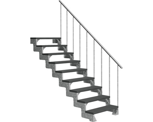 Escalier extérieur Pertura Tallis avec balustrade 9 pas de marche 100 cm anthracite