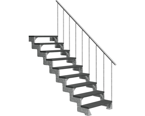 Escalier extérieur Pertura Tallis avec balustrade 9 pas de marche 100 cm anthracite Escalier extérieur Pertura Tallis avec balustrade 9 pas de marche 100 cm anthracite