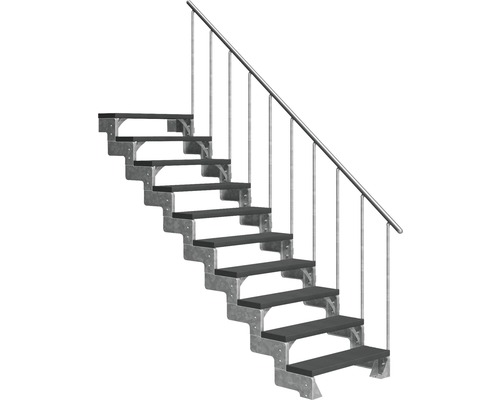 Escalier extérieur Pertura Tallis avec balustrade 10 pas de marche 100 cm anthracite