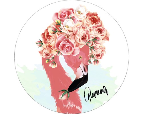 Glasbild rund Glamour Flamingo Ø 20 cm