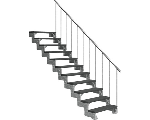 Escalier extérieur Pertura Tallis avec balustrade 11 pas de marche 100 cm anthracite