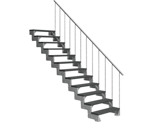 Escalier extérieur Pertura Tallis avec balustrade 12 pas de marche 100 cm anthracite
