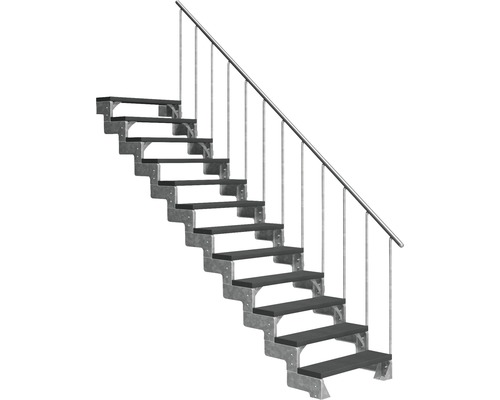 Escalier extérieur Pertura Tallis avec balustrade 12 pas de marche 100 cm anthracite Escalier extérieur Pertura Tallis avec balustrade 12 pas de marche 100 cm anthracite