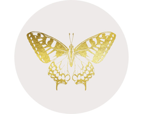 Tableau sur verre rond Golden Butterfly Ø 30 cm