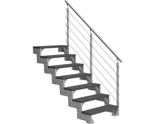 Escalier extérieur Pertura Tallis avec balustrade Prova 7 pas de marche 100 cm anthracite