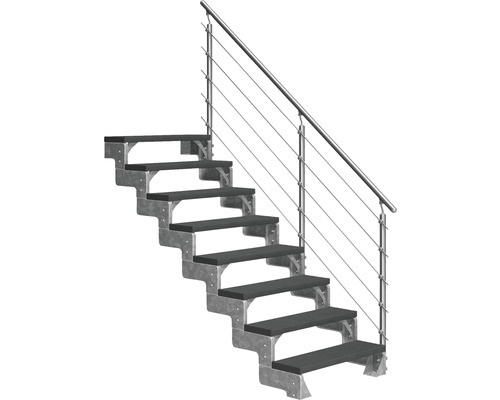 Escalier extérieur Pertura Tallis avec balustrade Prova 8 pas de marche 100 cm anthracite