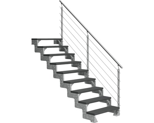 Escalier extérieur Pertura Tallis avec balustrade Prova 9 pas de marche 100 cm anthracite