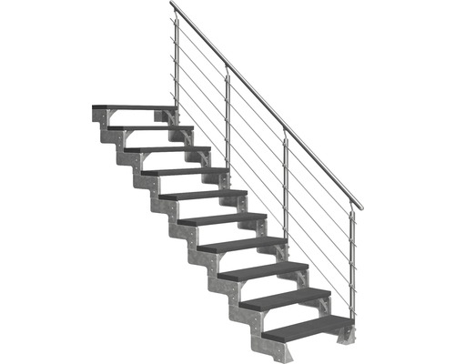 Escalier extérieur Pertura Tallis avec balustrade Prova 10 pas de marche 100 cm anthracite