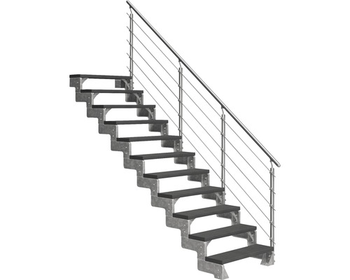 Escalier extérieur Pertura Tallis avec balustrade Prova 11 pas de marche 100 cm anthracite