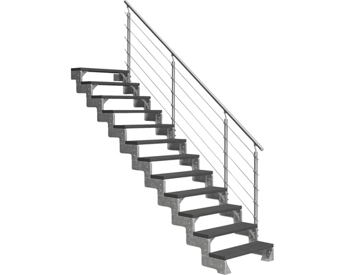 Escalier extérieur Pertura Tallis avec balustrade Prova 12 pas de marche 100 cm anthracite