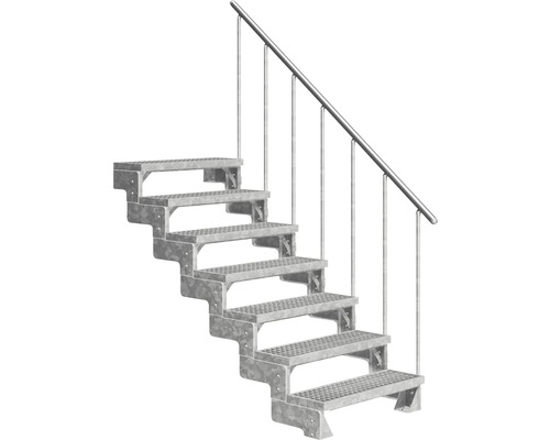 Escalier extérieur Pertura Tallis avec balustrade 7 pas de marche 100 cm grille caillebotis