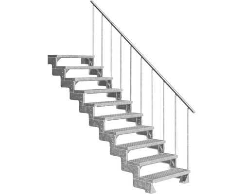 Escalier extérieur Pertura Tallis avec balustrade 10 pas de marche 100 cm grille caillebotis