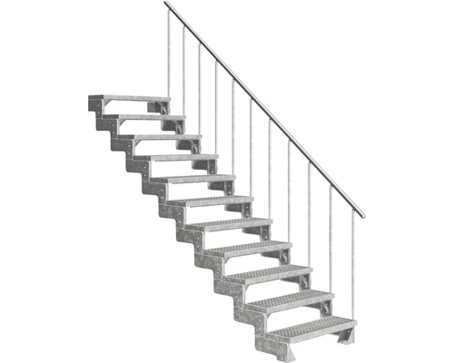 Escalier extérieur Pertura Tallis avec balustrade 11 pas de marche 100 cm grille caillebotis