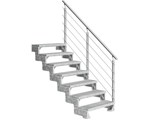 Escalier extérieur Pertura Tallis avec balustrade Prova 7 pas de marche 100 cm grille caillebotis Escalier extérieur Pertura Tallis avec balustrade Prova 7 pas de marche 100 cm grille caillebotis