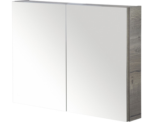 Armoire de toilette à deux portes avec décor bois