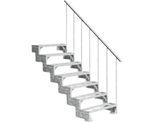Escalier extérieur Pertura Tallis avec balustrade 7 pas de marche marches de 100 cm métal
