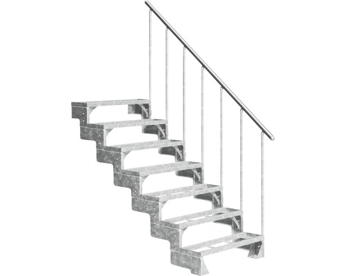 Escalier extérieur Pertura Tallis avec balustrade 7 pas de marche marches de 100 cm métal Escalier métallique avec rampe