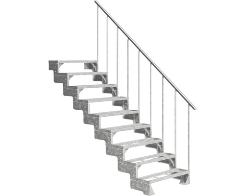 Escalier extérieur Pertura Tallis avec balustrade 9 pas de marche marches de 100 cm métal Escalier métallique avec rampe