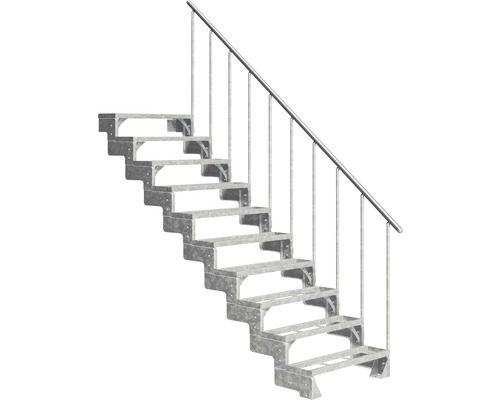 Escalier extérieur Pertura Tallis avec balustrade 10 pas de marche marches de 100 cm métal Escalier en acier avec rampe pour l''extérieur