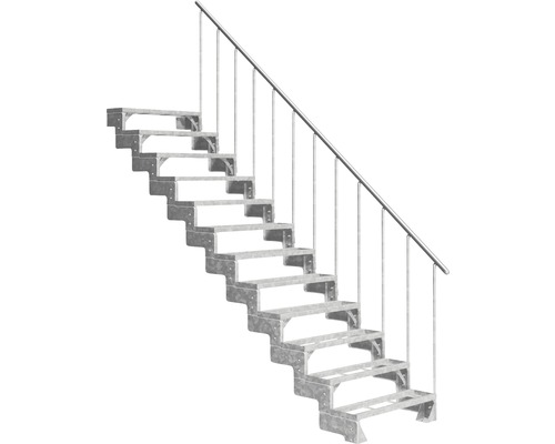 Escalier extérieur Pertura Tallis avec balustrade 12 pas de marche marches de 100 cm métal