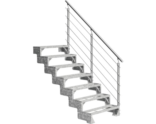 Escalier extérieur Pertura Tallis avec balustrade Prova 7 pas de marche marches de 100 cm métal