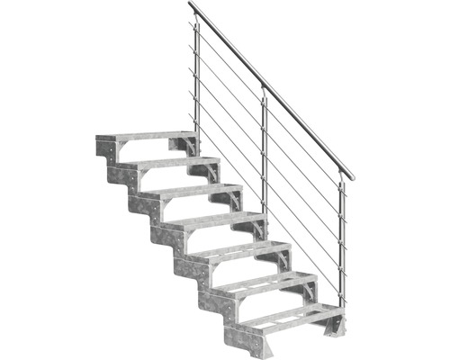 Aussentreppe Pertura Tallis mit Prova Geländer 7 Steigungen Einlegestufen 100 cm Metall