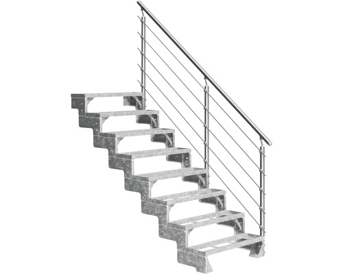 Aussentreppe Pertura Tallis mit Prova Geländer 8 Steigungen Einlegestufen 100 cm Metall