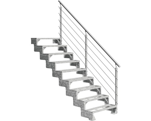 Escalier extérieur Pertura Tallis avec balustrade Prova 9 pas de marche marches de 100 cm métal