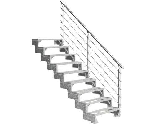 Aussentreppe Pertura Tallis mit Prova Geländer 9 Steigungen Einlegestufen 100 cm Metall