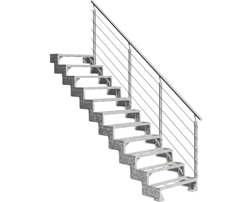 Escalier extérieur Pertura Tallis avec balustrade Prova 11 pas de marche marches de 100 cm métal