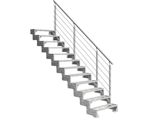 Escalier extérieur Pertura Tallis avec balustrade Prova 12 pas de marche marches de 100 cm métal