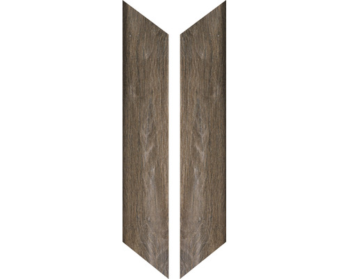 Wand- und Bodenfliese Auvergne Brune Chevron 7.5x40.7cm Zwei Holzpaneele mit Holzstruktur