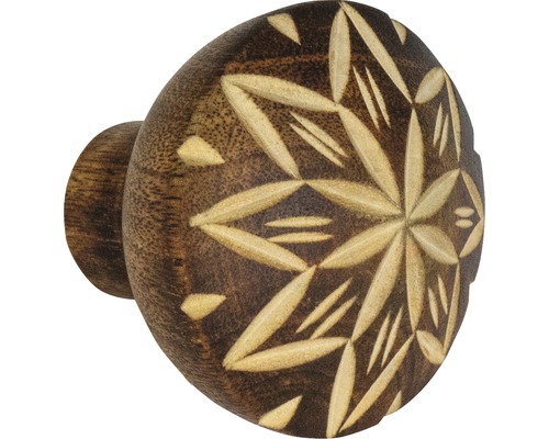 Möbelknopf Holz mit Gravur Walnuss Ø 40 mm