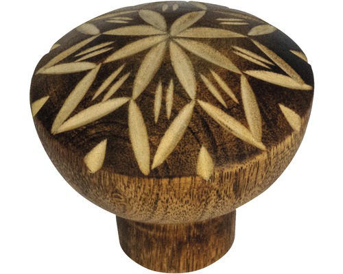 Bouton de meuble en bois avec motif sculpté