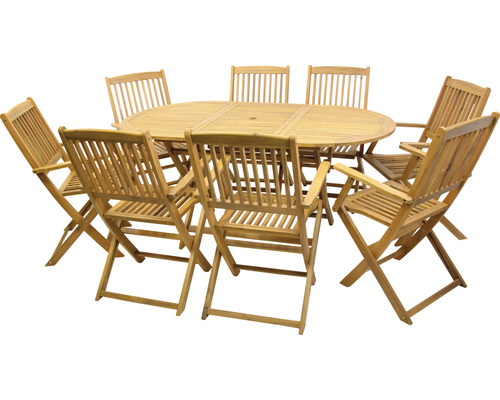 Ensemble de meubles 8 places composé de: 8 chaises, table ovale en bois