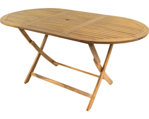 Table de jardin ovale en bois avec fonction pliable