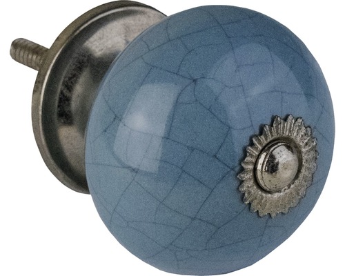 Bouton de meuble en céramique avec motif craquelé et éléments métalliques