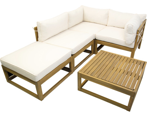 Gartenlounge-Set mit Holztisch und Polster