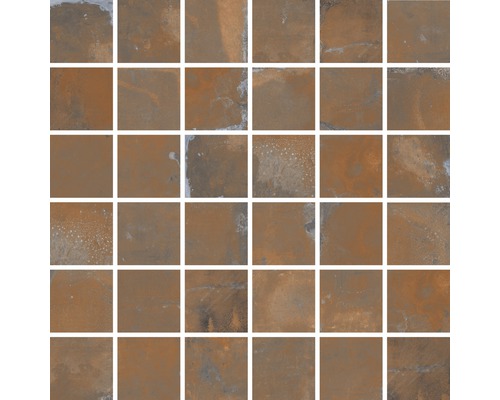 Feinsteinzeugmosaik Metal orange 30x30 cm