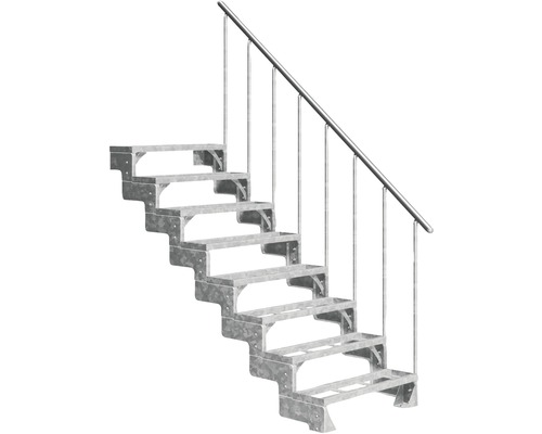 Escalier extérieur Pertura Tallis avec balustrade 8 pas de marche marches de 80 cm métal