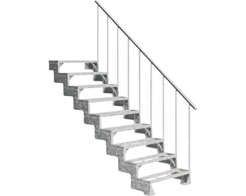 Escalier extérieur Pertura Tallis avec balustrade 9 pas de marche marches de 80 cm métal