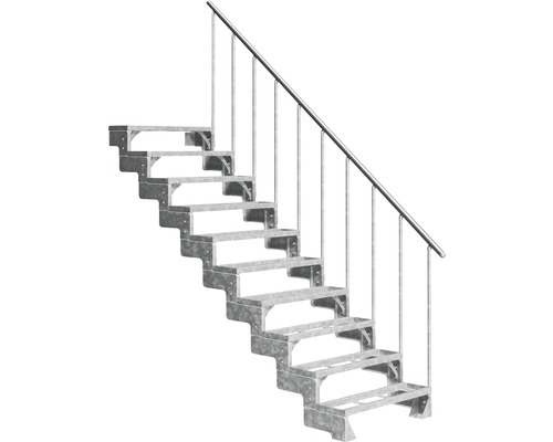 Escalier extérieur Pertura Tallis avec balustrade 10 pas de marche marches de 80 cm métal Escalier extérieur en métal avec rampe
