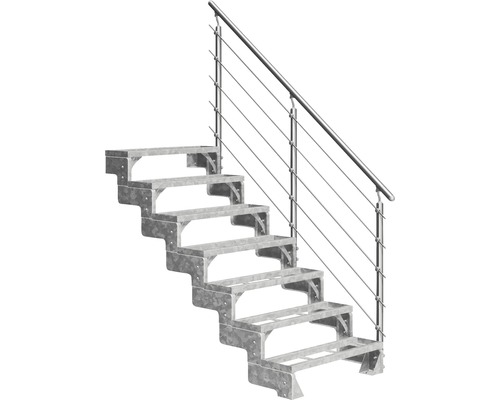 Escalier extérieur Pertura Tallis avec balustrade Prova 7 pas de marche marches de 80 cm métal